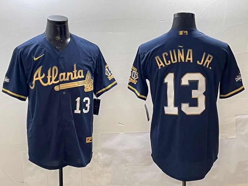 Men Atlanta Braves #13 Acuna jr Black Gold Game 2025 Nike MLB Jersey style 3->women nfl jersey->Women Jersey